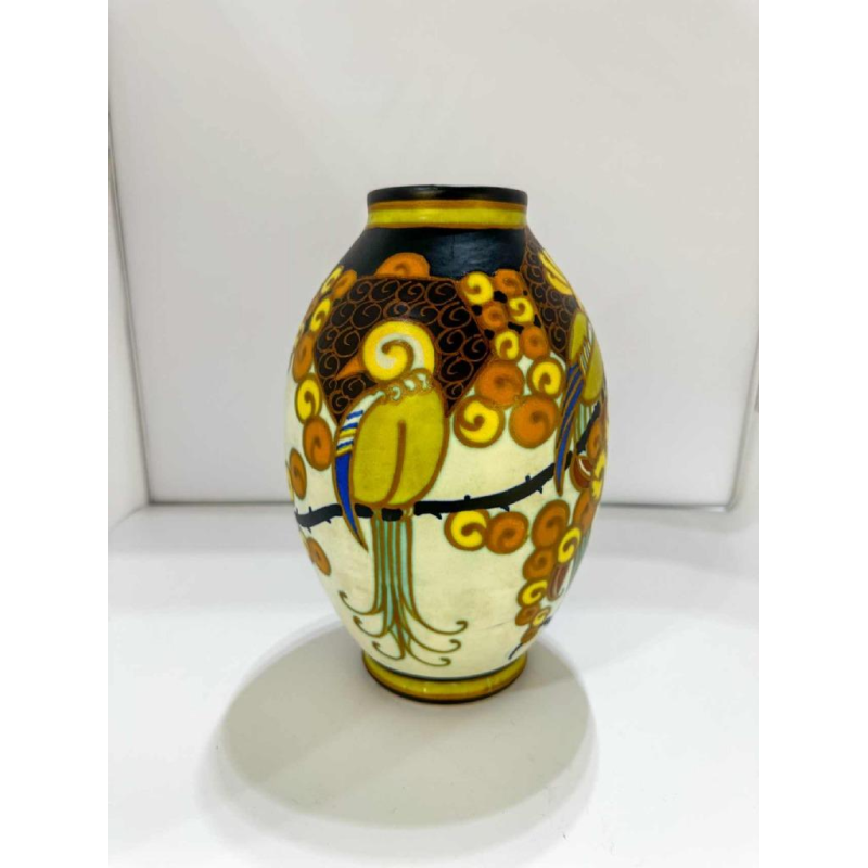Charles Catteau pour Keramis 'Les Perruches' vase Art Déco en céramique D1130, ca 1930