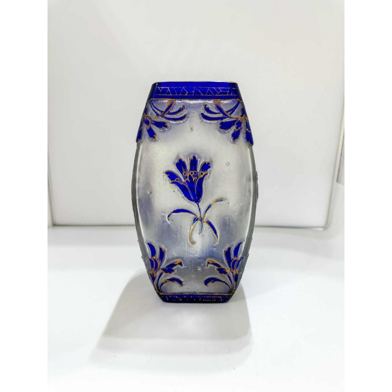 Ludwig Moser Art Nouveau vase woman's face acid-etched glass, circa 1890-1900