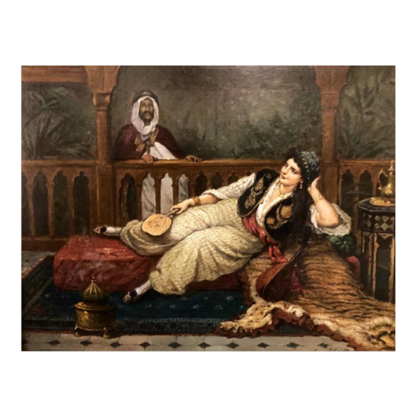 Eugène Siberdt 'Au Harem' tableau orientaliste, 19ème siècle