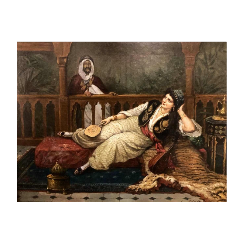 Eugène Siberdt 'Au Harem' tableau orientaliste, 19ème siècle
