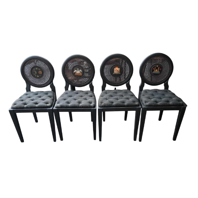 Série de 4 chaises Franc-maçonniques de la région liégeoise (Belgique), fin 19ème