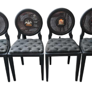 Set van 4 vrijmetselaarsstoelen uit de regio Luik (België), eind 19e eeuw