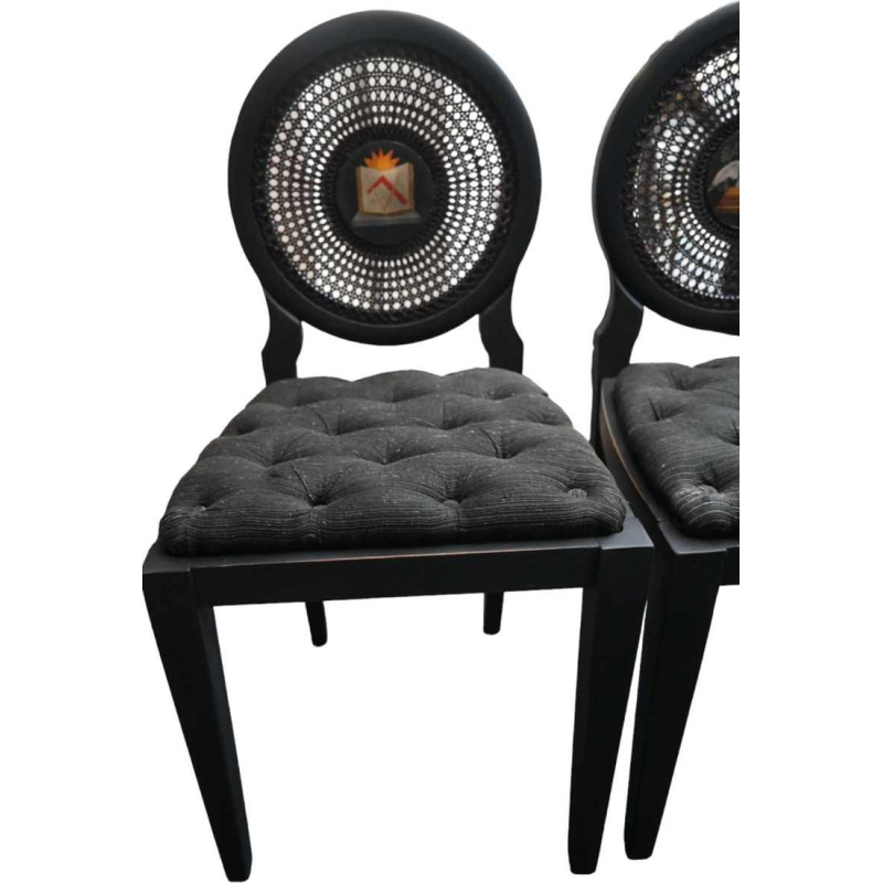 Set van 4 vrijmetselaarsstoelen uit de regio Luik (België), eind 19e eeuw