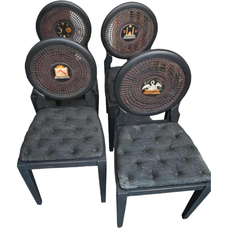 Série de 4 chaises Franc-maçonniques de la région liégeoise (Belgique), fin 19ème