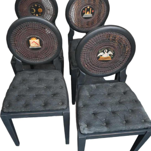 Set van 4 vrijmetselaarsstoelen uit de regio Luik (België), eind 19e eeuw