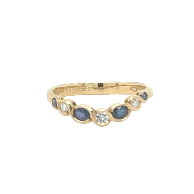 Bague or jaune, diamants & saphirs