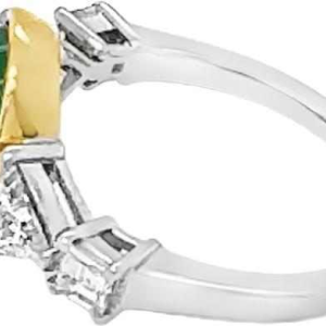 Gold ring, cabochon emerald & diamonds