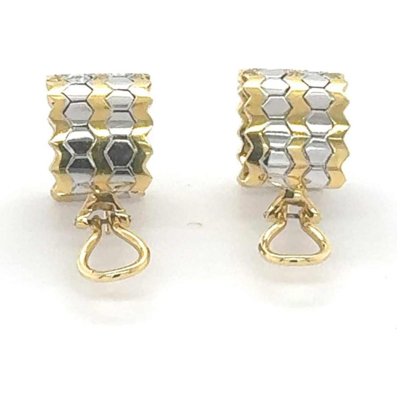Paire de boucles doreilles en or bicolore & diamants