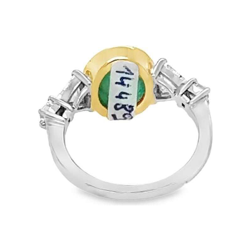 Bague or, émeraude cabochon & diamants