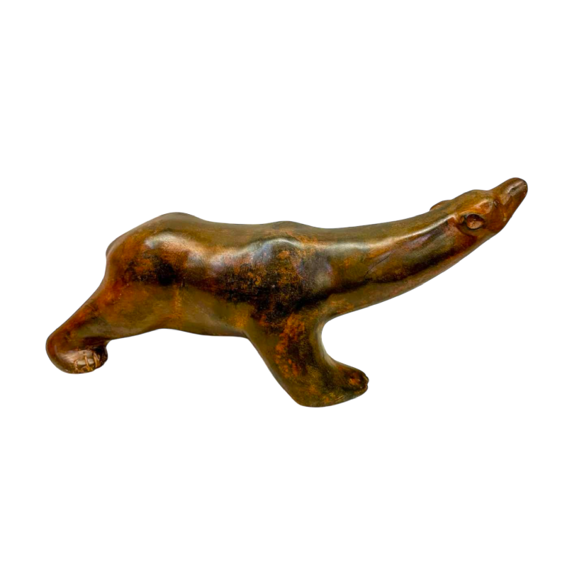Pierre Chenet, ijsbeer sculptuur, groot model, brons met schaduwpatina