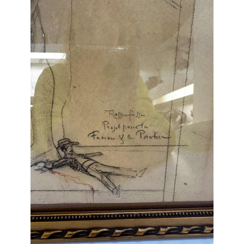 Armand Rassenfosse 'Projet pour la Femme et le Pantin" dessin de nu féminin