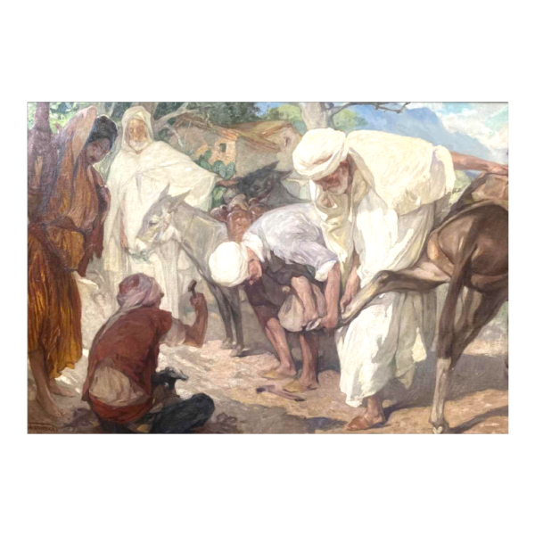 Jules Pierre VAN BIESBROECK 'The Ironmonger' orientalist painting, oil on panel, late 19th century