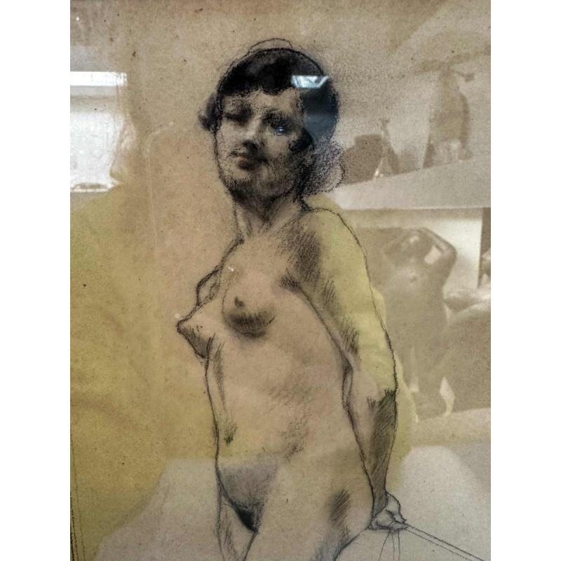 Armand Rassenfosse 'Project for the Woman and the Pantin female nude drawing