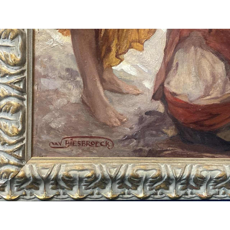 Jules Pierre VAN BIESBROECK 'Le Ferronnier' tableau orientaliste, huile sur panneau, fin 19ème