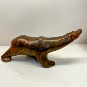 Pierre Chenet, ijsbeer sculptuur, groot model, brons met schaduwpatina