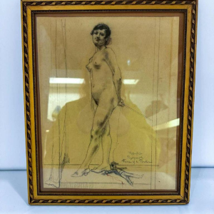 Armand Rassenfosse 'Project for the Woman and the Pantin female nude drawing