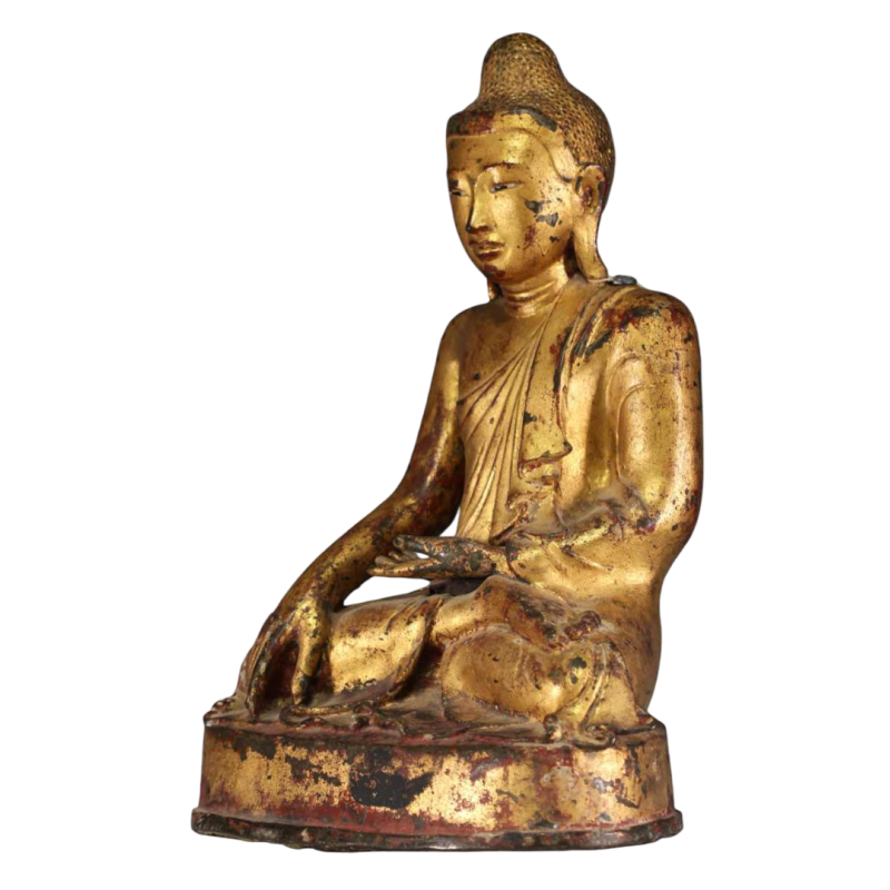 Bouddha en bronze doré, Birmanie - Myanmar - Shakyamuni, région de Mandalay, 19ème siècle