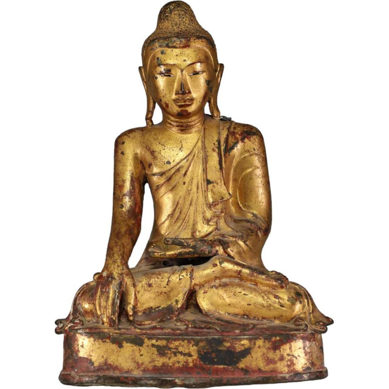 Gilded bronze Buddha, Burma - Myanmar - Shakyamuni, Mandalay region, 19th century
