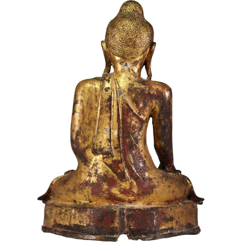 Gouden bronzen Boeddha, Burma - Myanmar - Shakyamuni, regio Mandalay, 19e eeuw