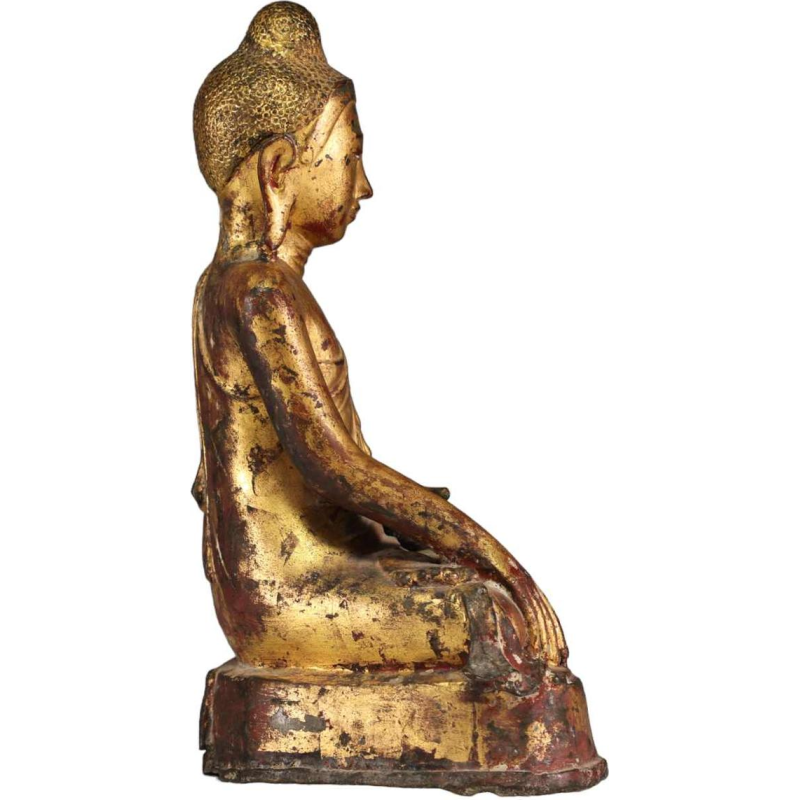 Gouden bronzen Boeddha, Burma - Myanmar - Shakyamuni, regio Mandalay, 19e eeuw