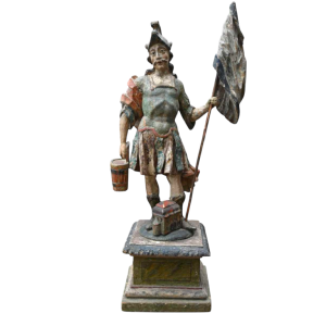 Statue de Saint Florian en bois sculpté polychrome italien, 17ème siècle