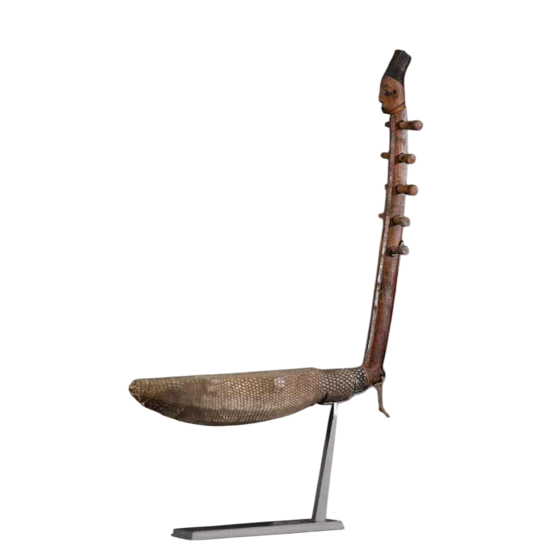 Mangbetu / Azande DRC, gesneden houten harp, begin 20e eeuw