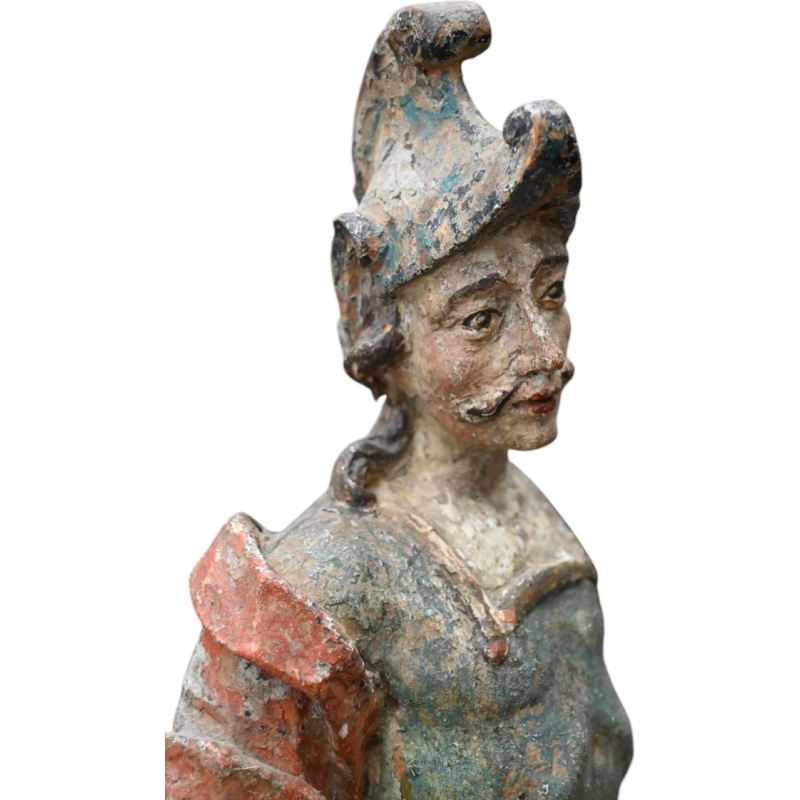 17th century italian polychrome carved wood statue of Saint Florian