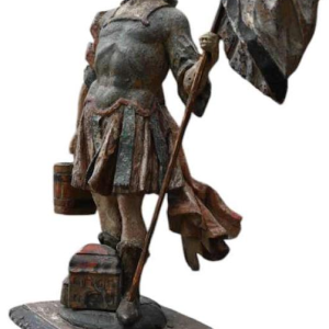 17th century italian polychrome carved wood statue of Saint Florian