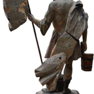 Statue de Saint Florian en bois sculpté polychrome italien, 17ème siècle