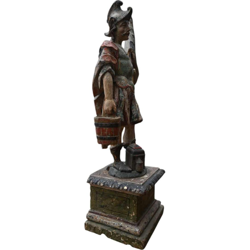 17th century italian polychrome carved wood statue of Saint Florian