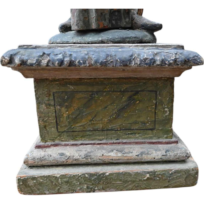 Statue de Saint Florian en bois sculpté polychrome italien, 17ème siècle