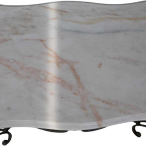 Wrought iron coffee table, white marble top, circa 1940