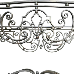 Wrought iron coffee table, white marble top, circa 1940