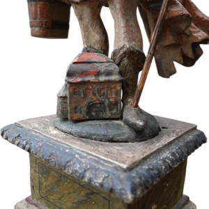 Statue de Saint Florian en bois sculpté polychrome italien, 17ème siècle