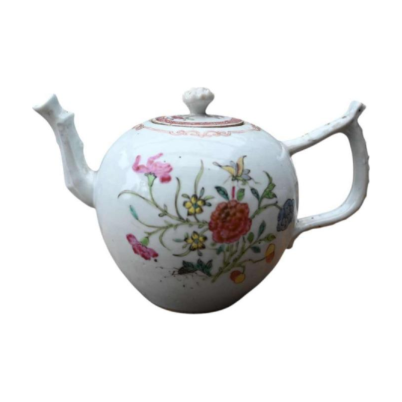 Chinees porseleinen theepotje, Famille Rose, 18e eeuw, Qianlong