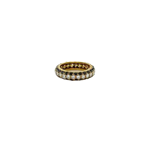 Yellow gold, white & black diamonds ring