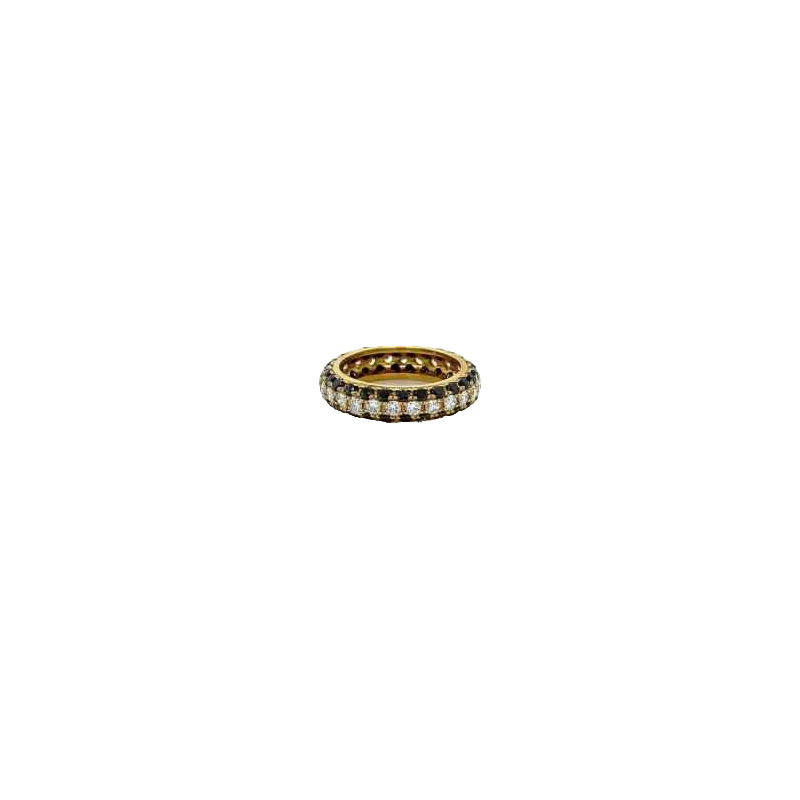Yellow gold, white & black diamonds ring