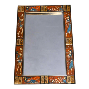 Knitter Duro, vintage glazed ceramic mirror, Belgian design ca 1970