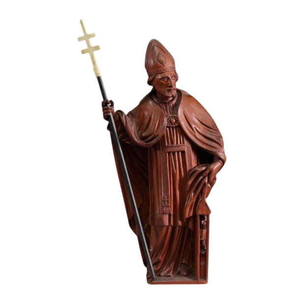 Sint Eloi, gesneden buxushouten beeld, 19e eeuw