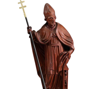 Saint Eloi, sculpture statue en bois (buis) sculpté, 19ème siècle