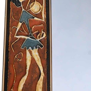 Knitter Duro, vintage glazed ceramic mirror, Belgian design ca 1970