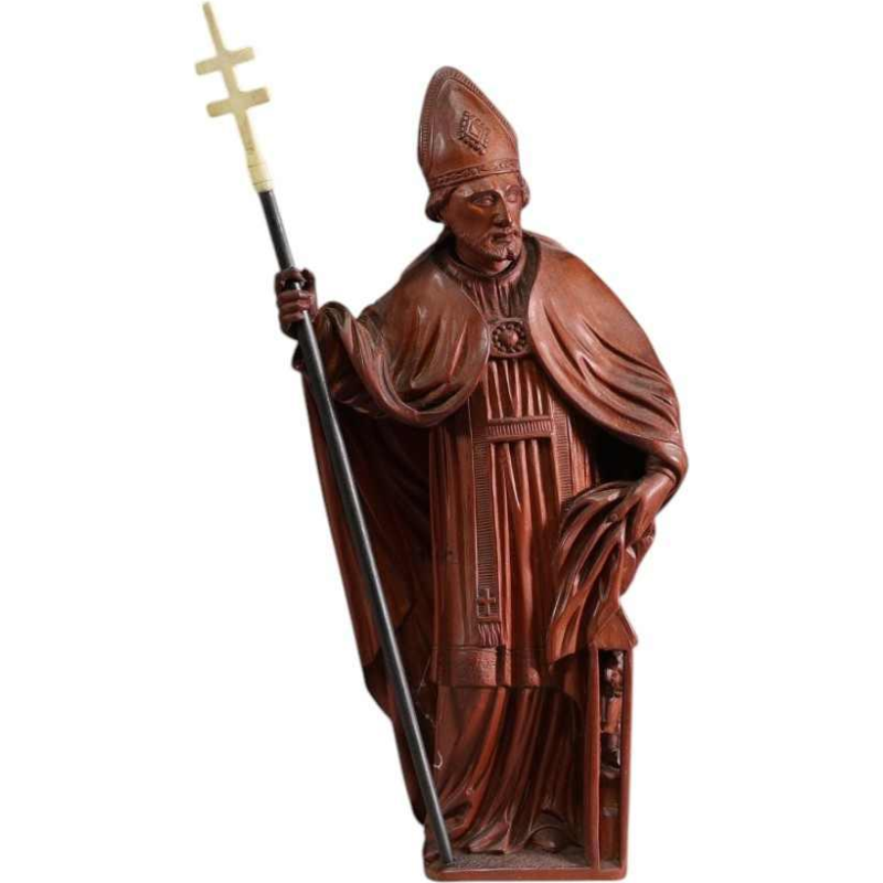 Sint Eloi, gesneden buxushouten beeld, 19e eeuw