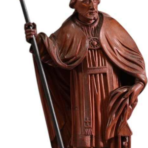 Saint Eloi, sculpture statue en bois (buis) sculpté, 19ème siècle