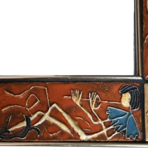 Knitter Duro, vintage glazed ceramic mirror, Belgian design ca 1970