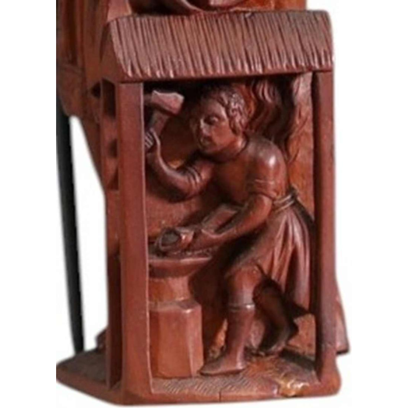 Sint Eloi, gesneden buxushouten beeld, 19e eeuw