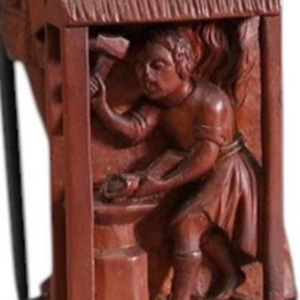 Saint Eloi, sculpture statue en bois (buis) sculpté, 19ème siècle