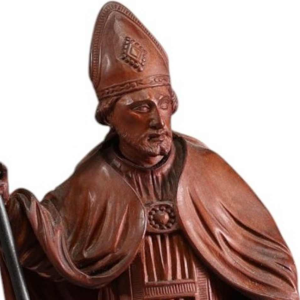 Saint Eloi, sculpture statue en bois (buis) sculpté, 19ème siècle