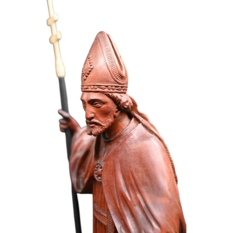 Sint Eloi, gesneden buxushouten beeld, 19e eeuw