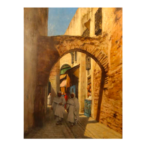 Jef LEEMPOELS 'a street in Tunisia' orientalist painting, oil on canvas