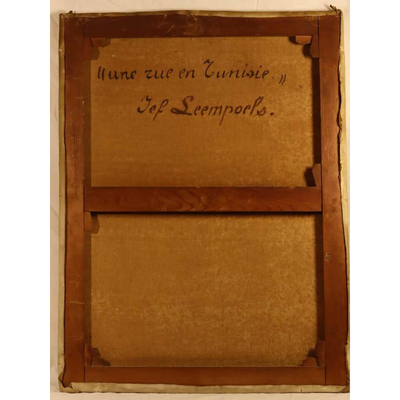 Jef LEEMPOELS 'une rue en Tunisie' tableau orientaliste, huile sur toile